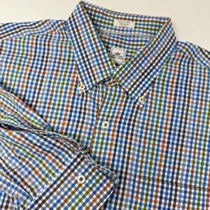 Peter Millar Shirt Mens Extra Large Gingham Plaid Button Down Cotton Long Sleeve